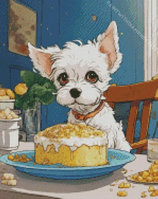 Westy Eating Cake Diamond Painting