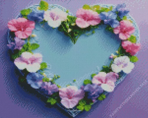 Wisteria Heart Flowers Diamond Painting