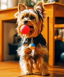 Yorkshire Terrier Playing With A Ball Diamond Painting