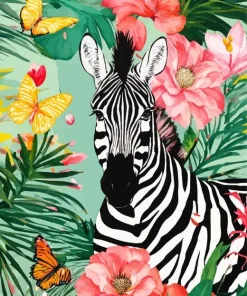 Zebra With Flowers Diamond Painting