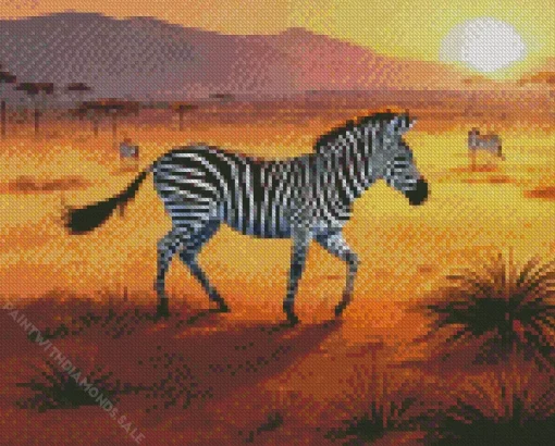 Zebras And Sunset Diamond Painting