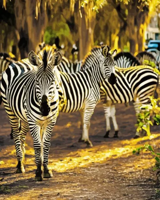 Zebras In Savannah Diamond Painting