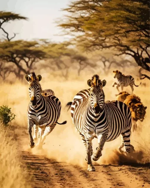 Zebras Running Diamond Painting