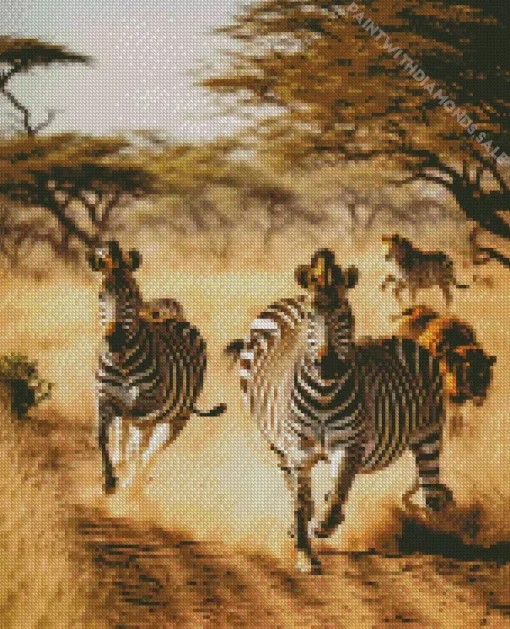 Zebras Running Diamond Painting