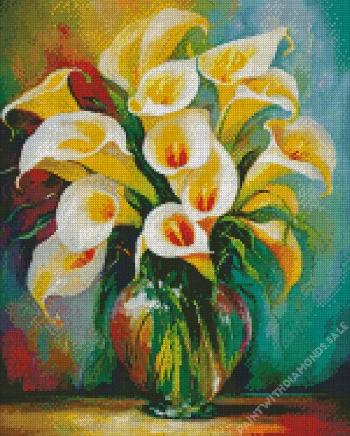 Abstract Calla Lilies Vase Diamond Painting