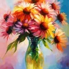 Abstract Coneflowers Vase Diamond Painting