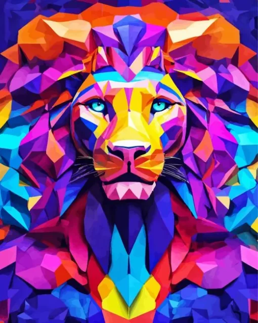 Abstract Colorful Lion Diamond Painting