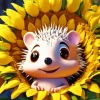 Adorable Hedgehog In A Sunflower Diamond Painting