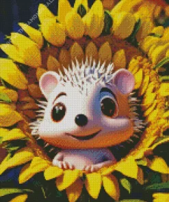 Adorable Hedgehog In A Sunflower Diamond Painting