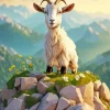 Adorable Goat In A High Mountain Diamond Painting