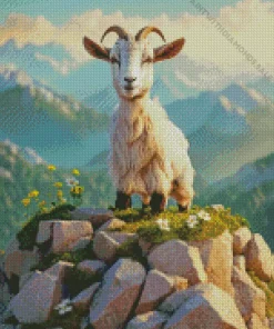 Adorable Goat In A High Mountain Diamond Painting