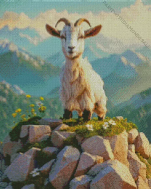 Adorable Goat In A High Mountain Diamond Painting