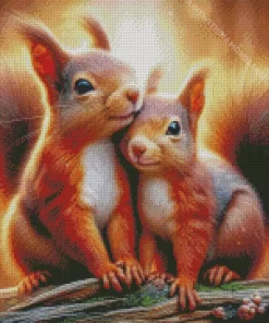 Adorable Squirrel Couple Diamond Painting