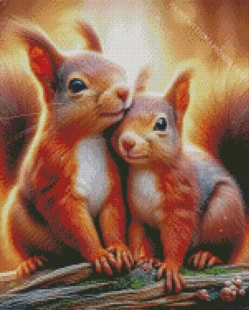 Adorable Squirrel Couple Diamond Painting