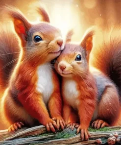 Adorable Squirrel Couple Diamond Painting