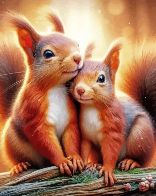 Adorable Squirrel Couple Diamond Painting