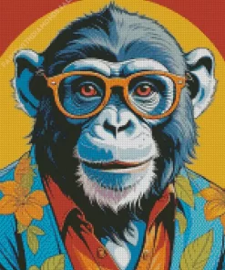 Aesthetic Monkey With Glasses Diamond Painting