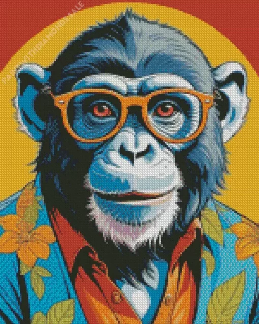 Aesthetic Monkey With Glasses Diamond Painting