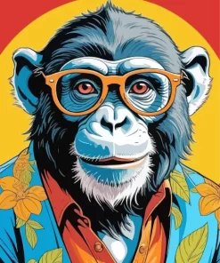 Aesthetic Monkey With Glasses Diamond Painting