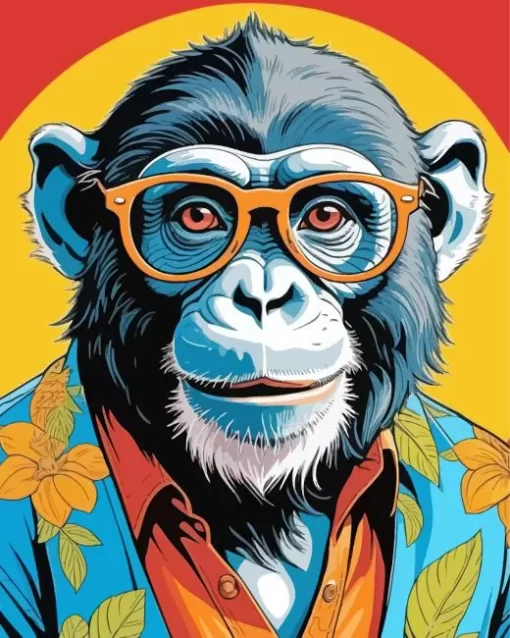 Aesthetic Monkey With Glasses Diamond Painting