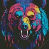 Angry Colorful Bear Diamond Painting