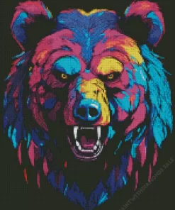 Angry Colorful Bear Diamond Painting