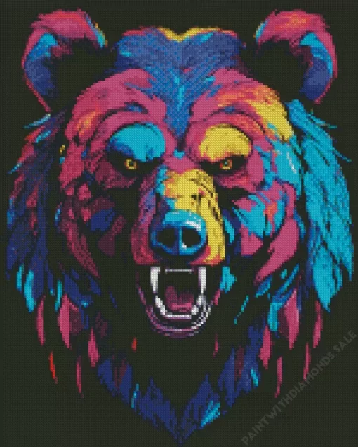 Angry Colorful Bear Diamond Painting