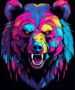 Angry Colorful Bear Diamond Painting