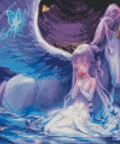 Anime Girl And Unicorn Diamond Painting