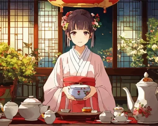 Anime Girl Making Tea Diamond Painting