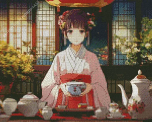 Anime Girl Making Tea Diamond Painting