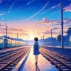 Anime Girl Waiting Train Diamond Painting