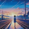 Anime Girl Waiting Train Diamond Painting