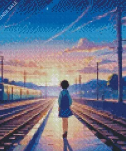 Anime Girl Waiting Train Diamond Painting