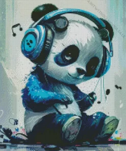 Anime Panda Listening To Music Diamond Painting