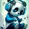 Anime Panda Listening To Music Diamond Painting