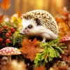 Autumn Hedgehog And Mushrooms Diamond Painting