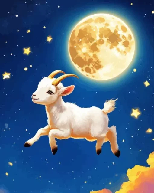 Baby Goat Flying In Starry Sky Diamond Painting