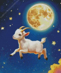 Baby Goat Flying In Starry Sky Diamond Painting