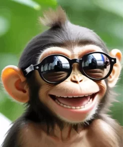 Baby Monkey With Glasses Diamond Painting