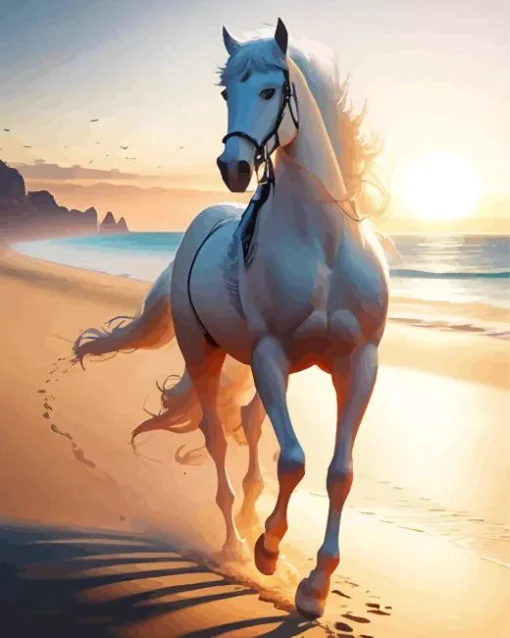 Beautiful White Horse Diamond Painting