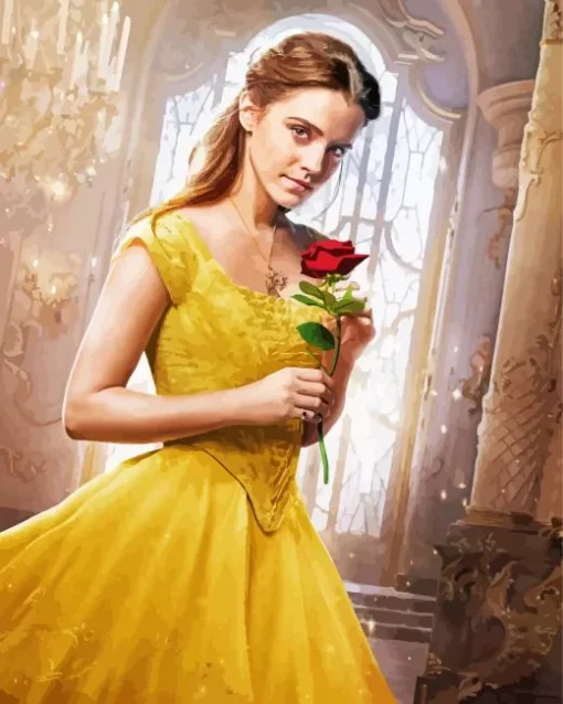 Beauty And The Beast Belle In Yellow Diamond Painting