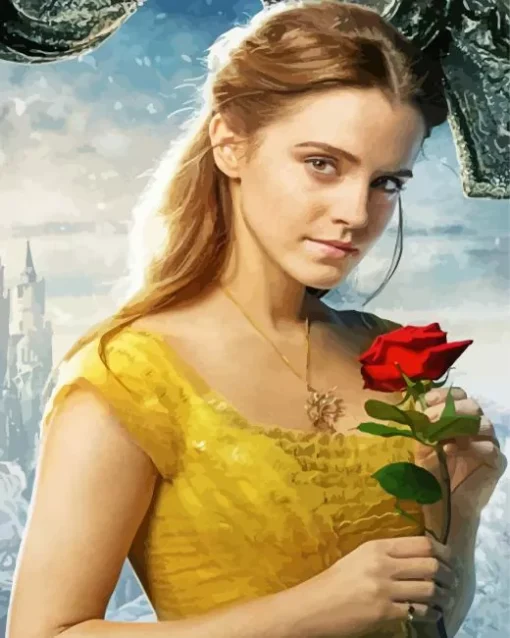 Belle With Red Rose Diamond Painting