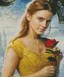 Belle With Red Rose Diamond Painting