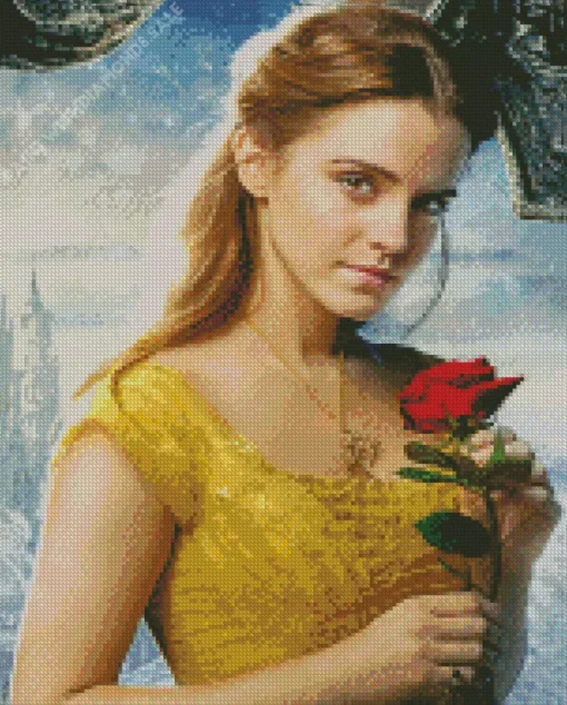 Belle With Red Rose Diamond Painting