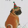 Birthday Pug Poster Diamond Painting