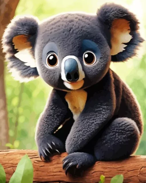 Black Koala With Big Eyes Diamond Painting