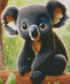 Black Koala With Big Eyes Diamond Painting