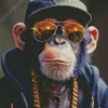 Black Monkey With Glasses Diamond Painting