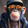 Black Monkey With Glasses Diamond Painting